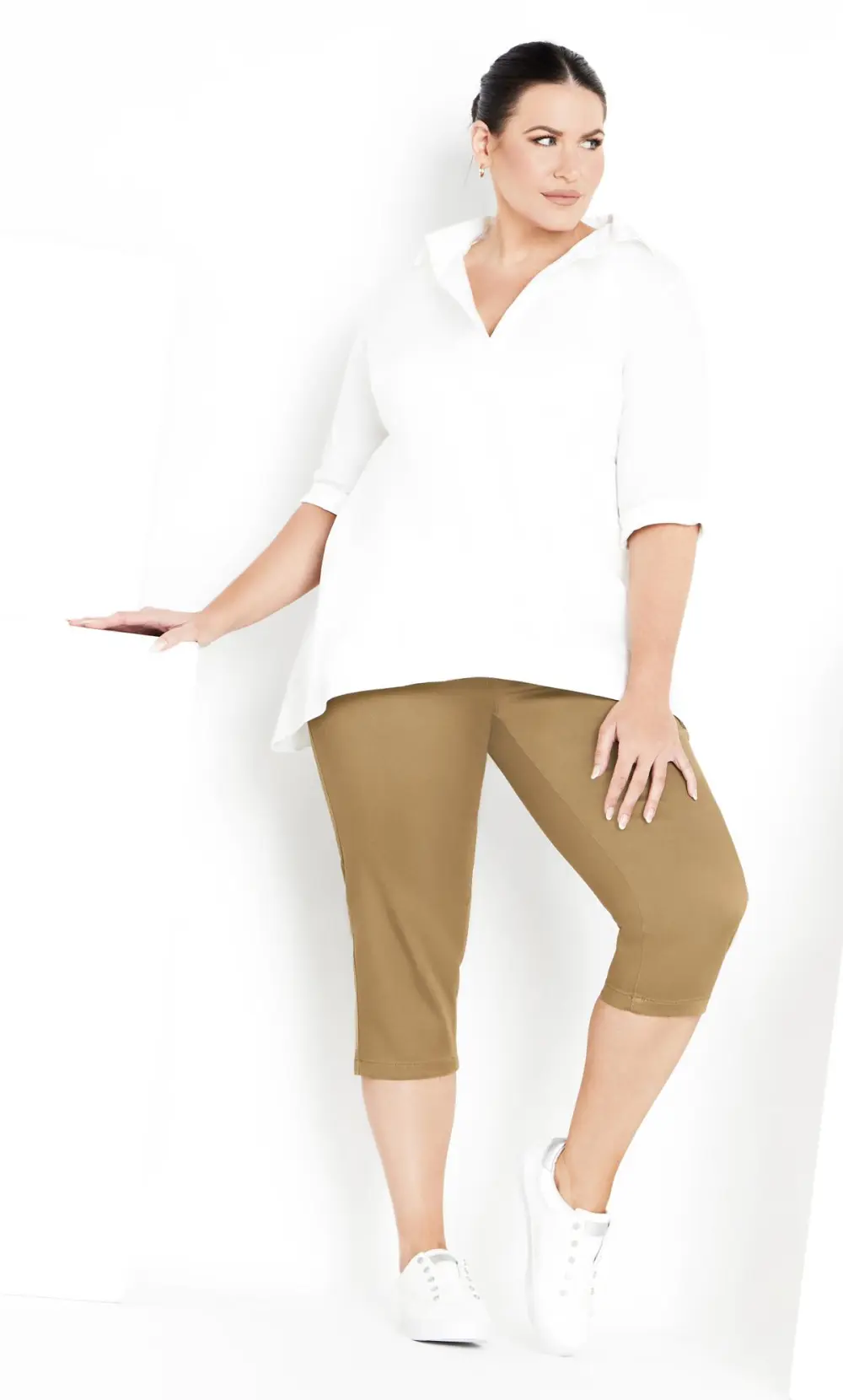 Evans Brown Pull On Cropped Jeans