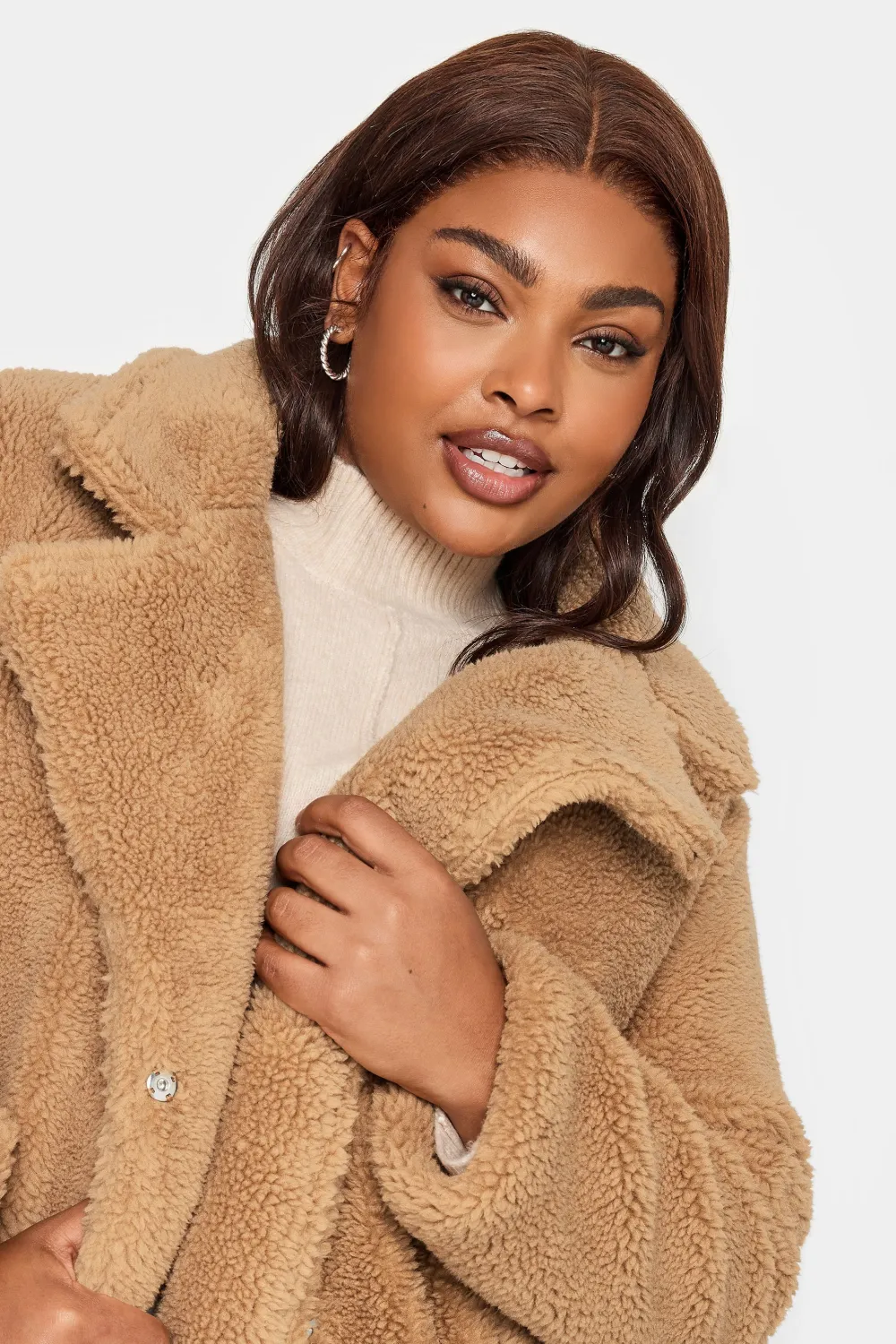 YOURS Curve Camel Brown Teddy Maxi Coat