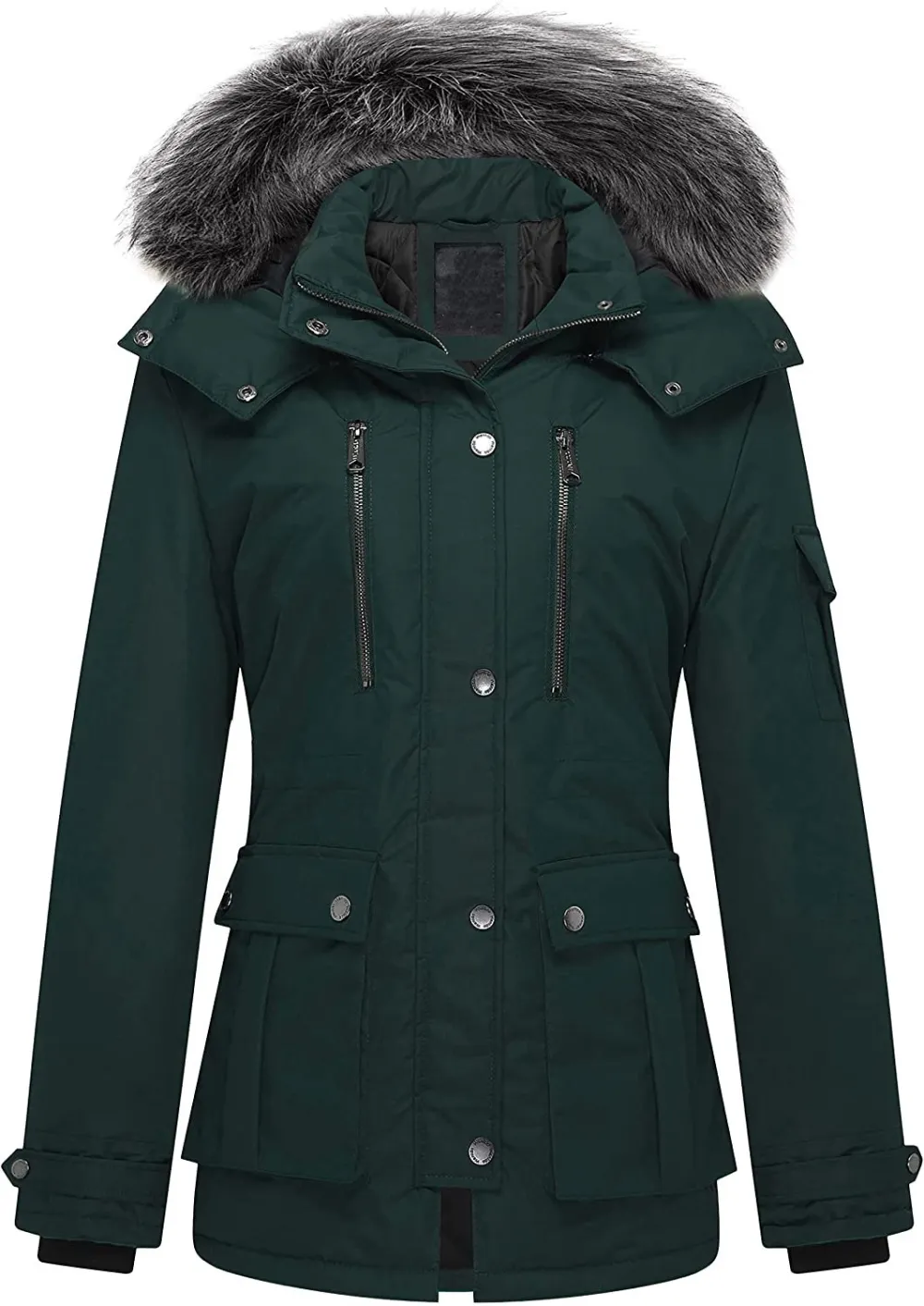 Women's Quilted Winter Coat Warm Puffer Jacket Thicken Parka with Removable Hood