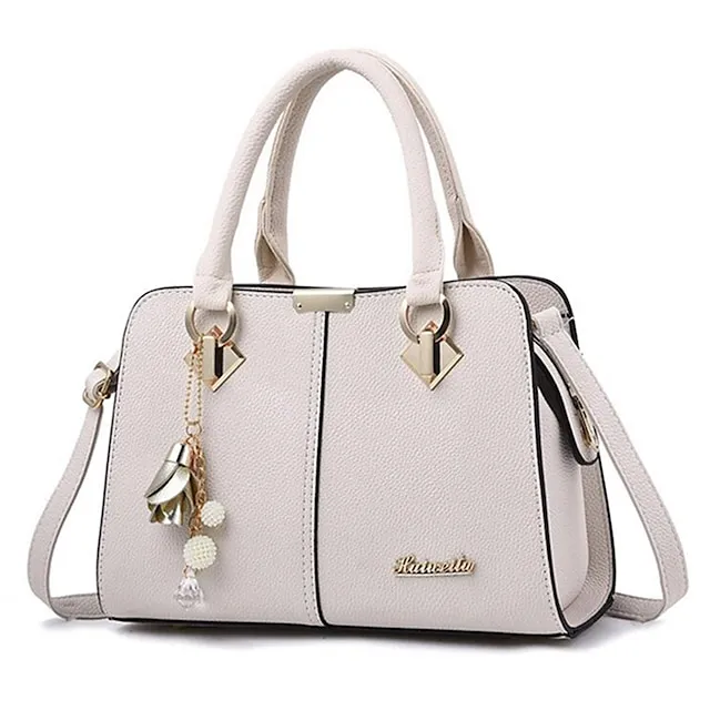 Women's Handbag Crossbody Bag Shoulder Bag PU Leather Office Daily Pendant Chain Solid Color Wine Black Royal Blue