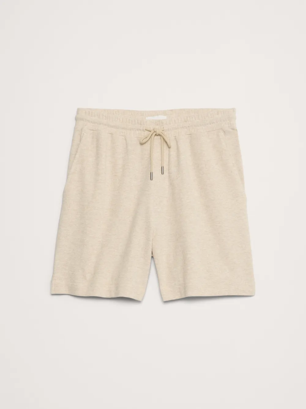 Men's Heather Oatmeal Cotton Knitted Elastic Shorts