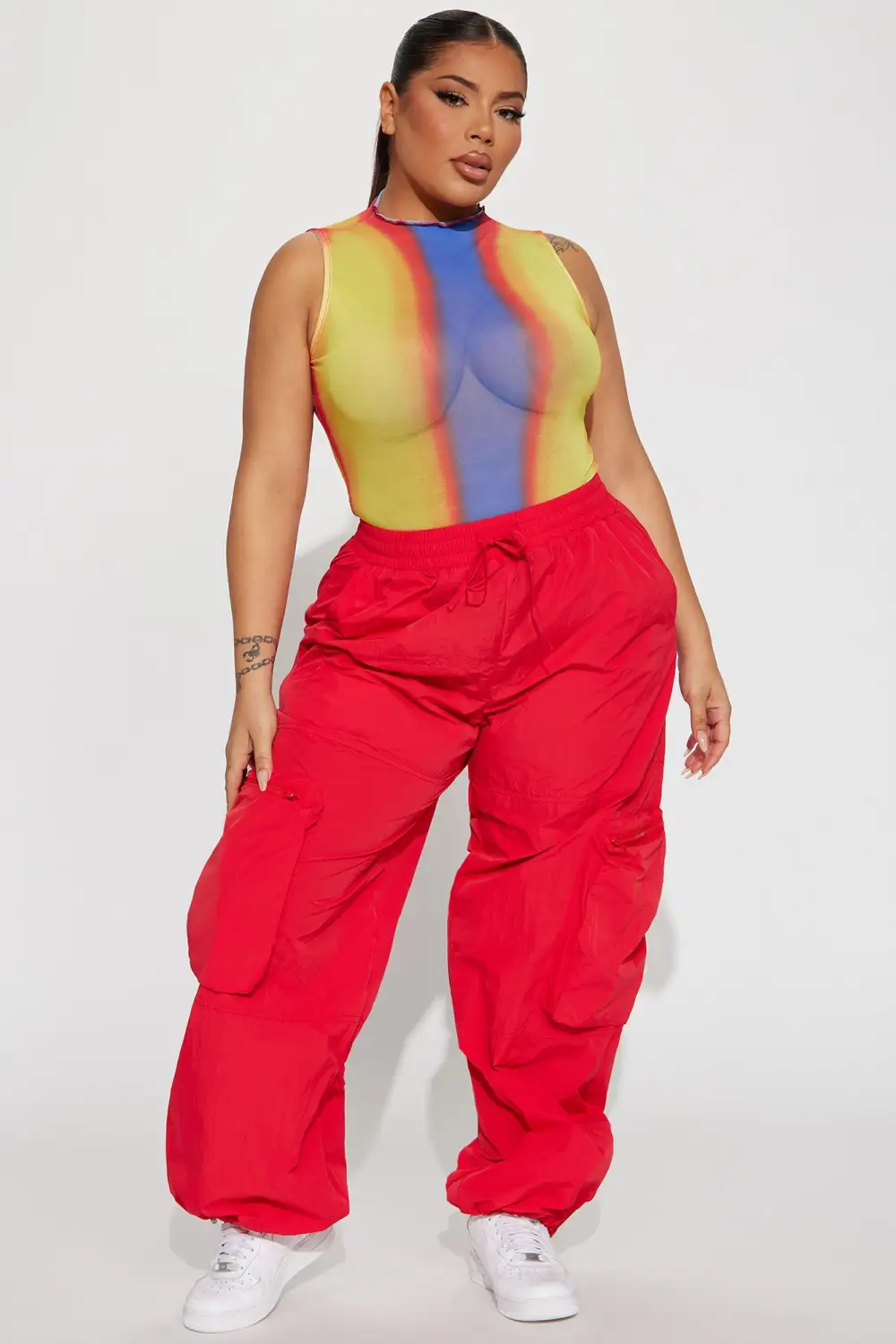 Feel The Burn Sleeveless Mesh Bodysuit - Yellow/combo