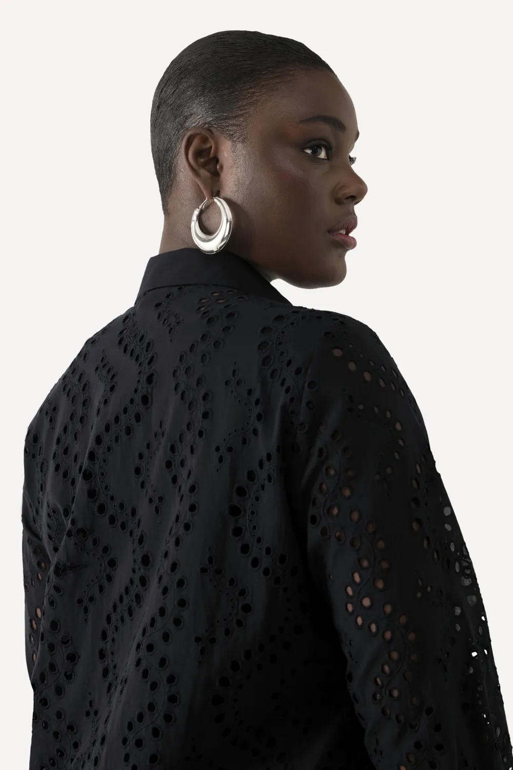 Longbluse, Lochstickerei, Hemdkragen, Langarm