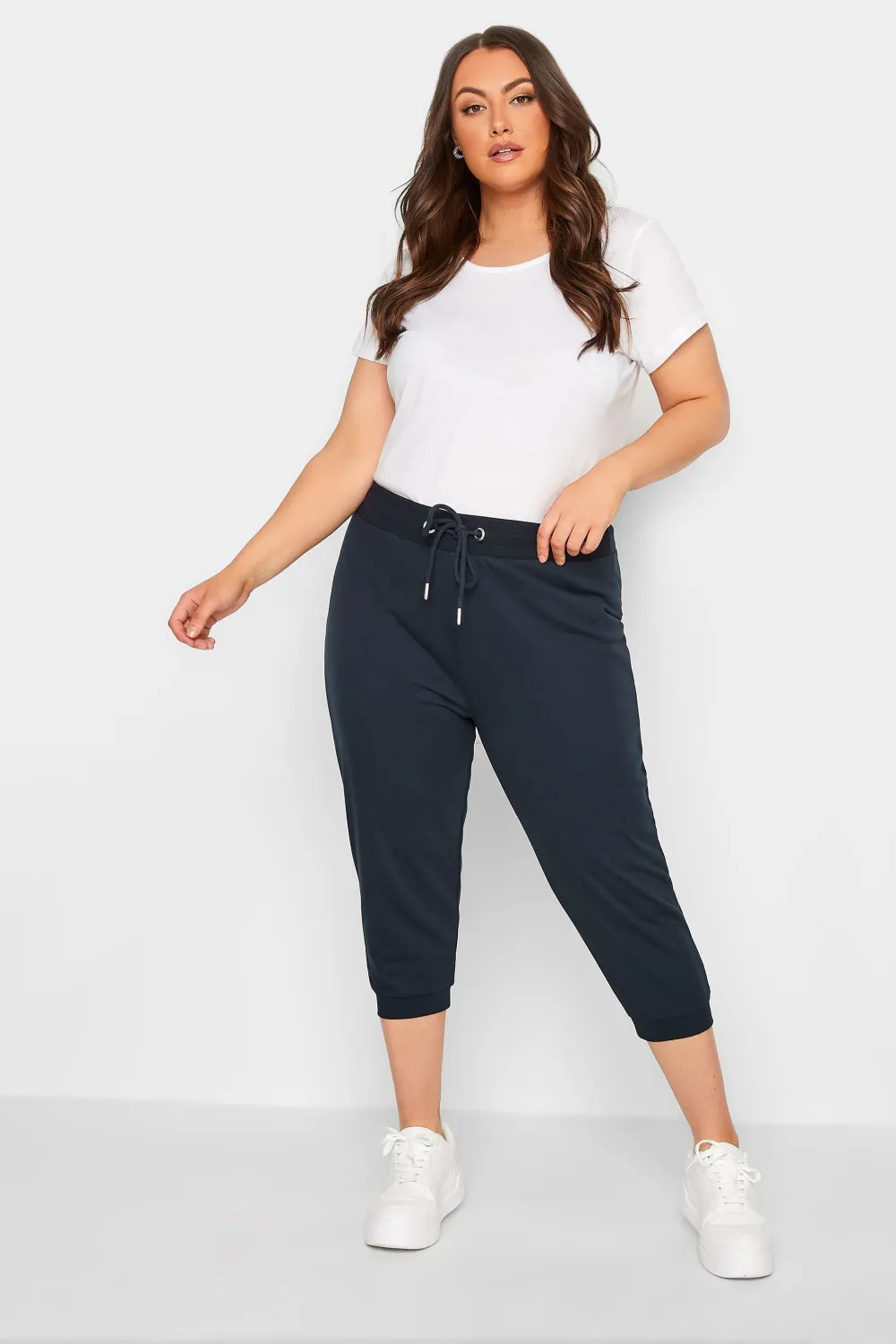 YOURS Curve White Cropped Stretch Joggers