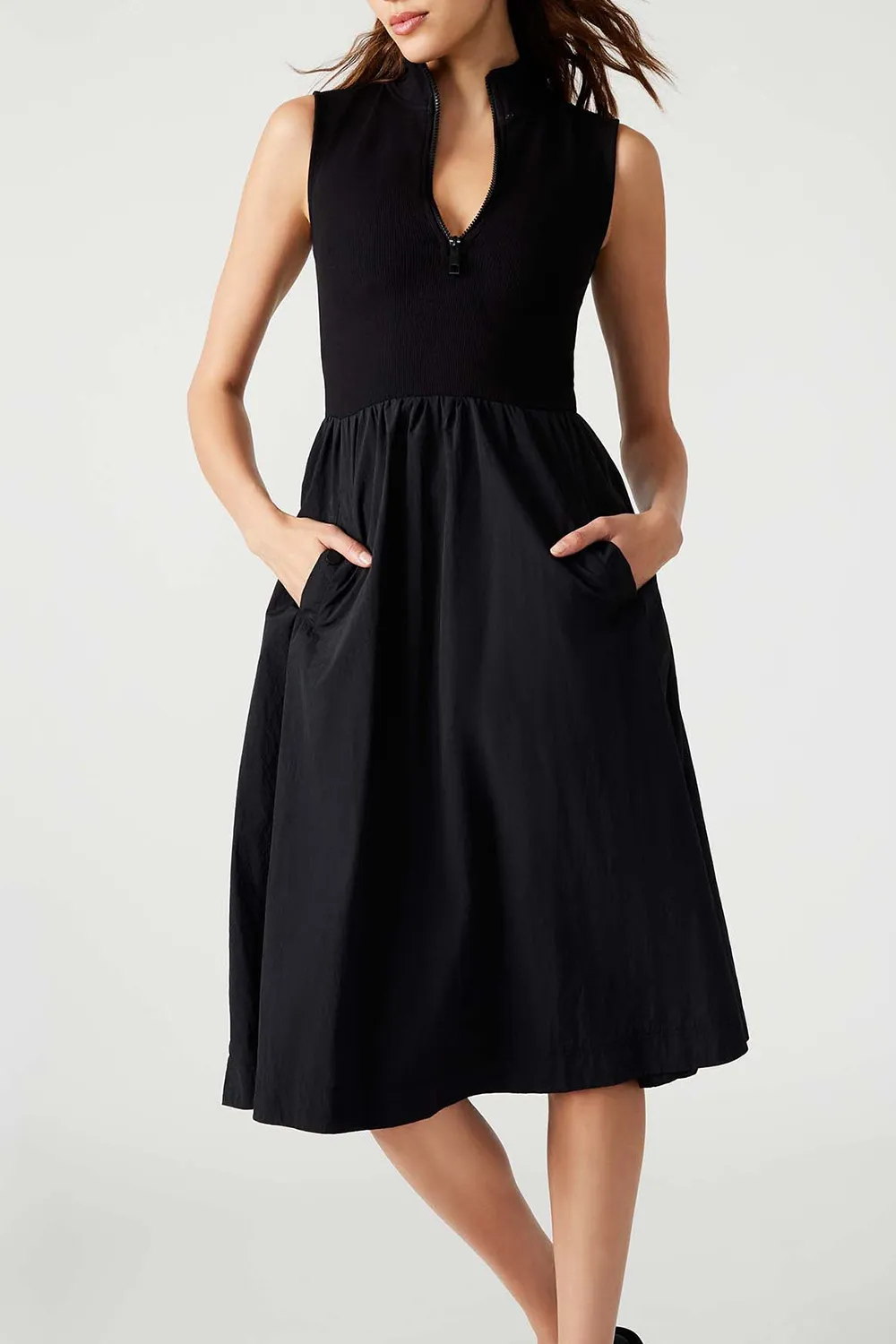 ZIP COLLAR DRESS BLACK