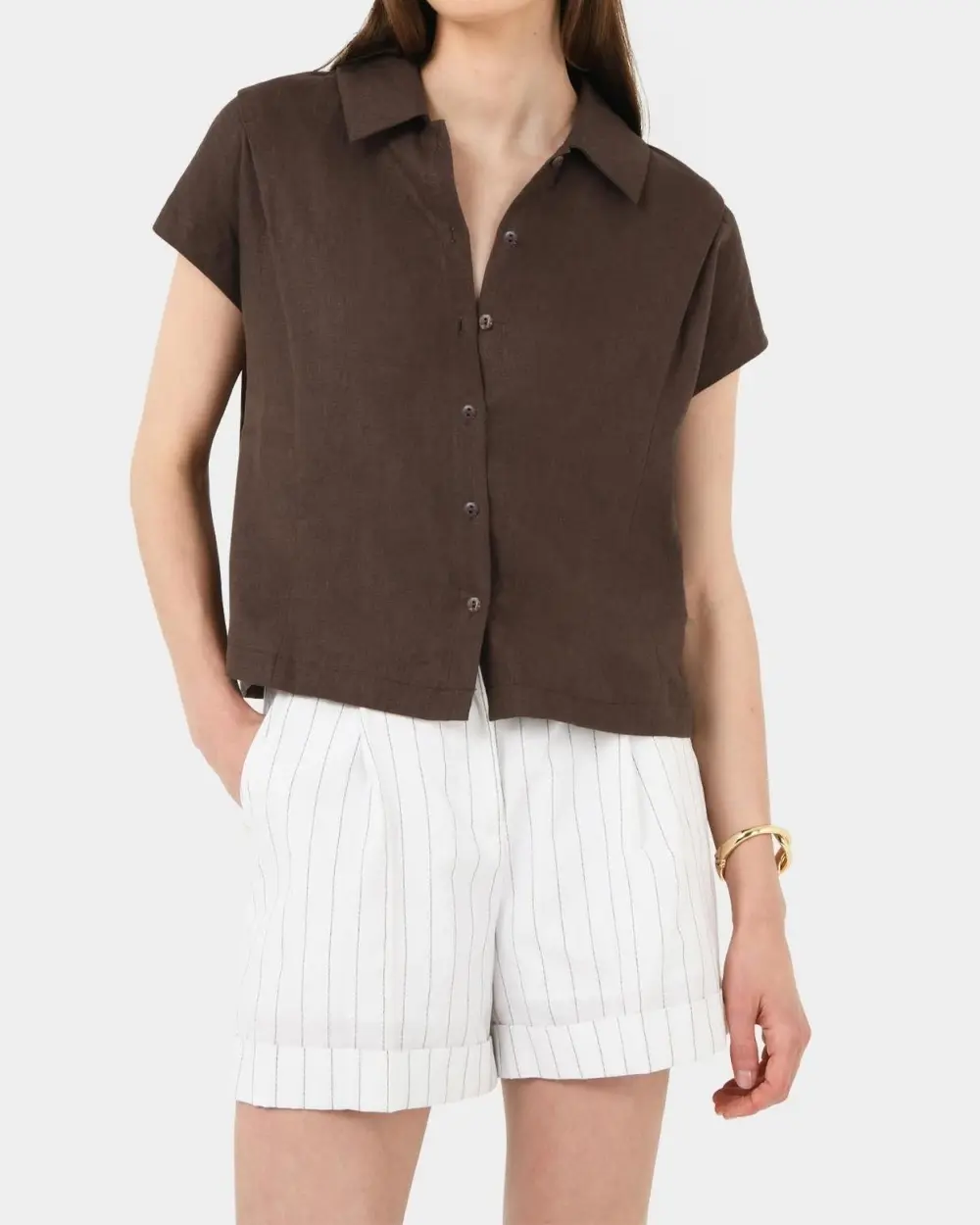 One Piece Collar Linen Collar Shirt