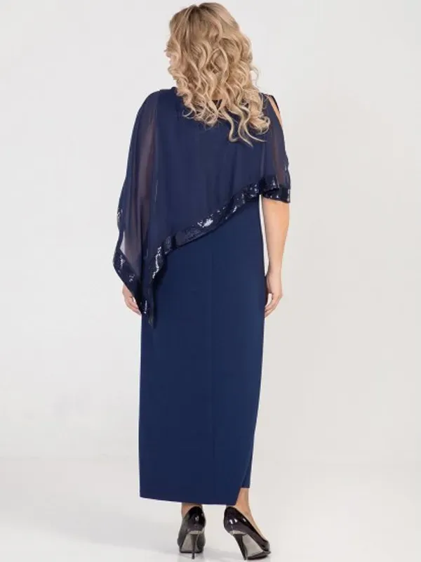 Round neck mesh maxi dress