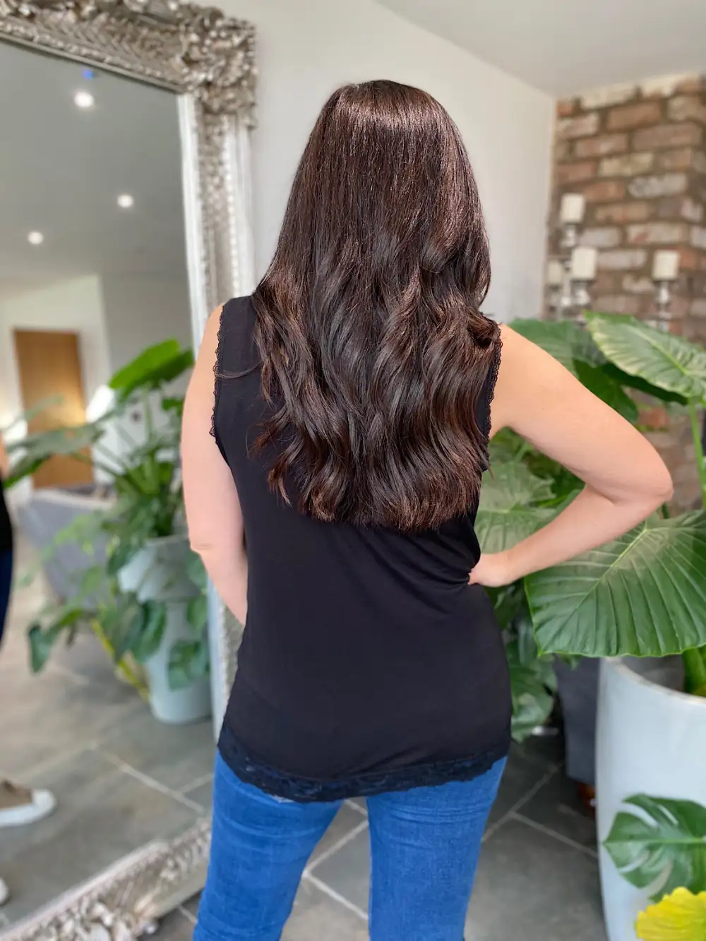 Black Lace Trim Vest Top Ruth