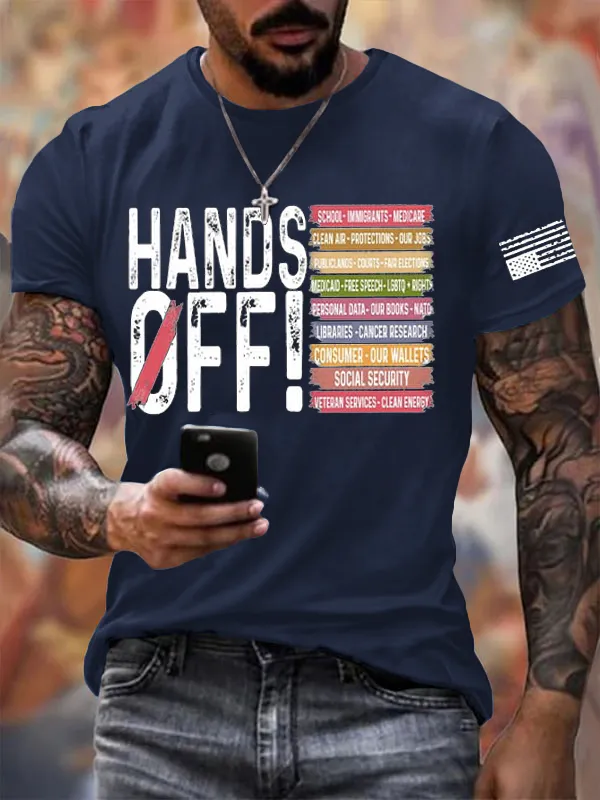 Men'S T-Shirt Men'S Retro Hands Off Protest Print T-Shirt