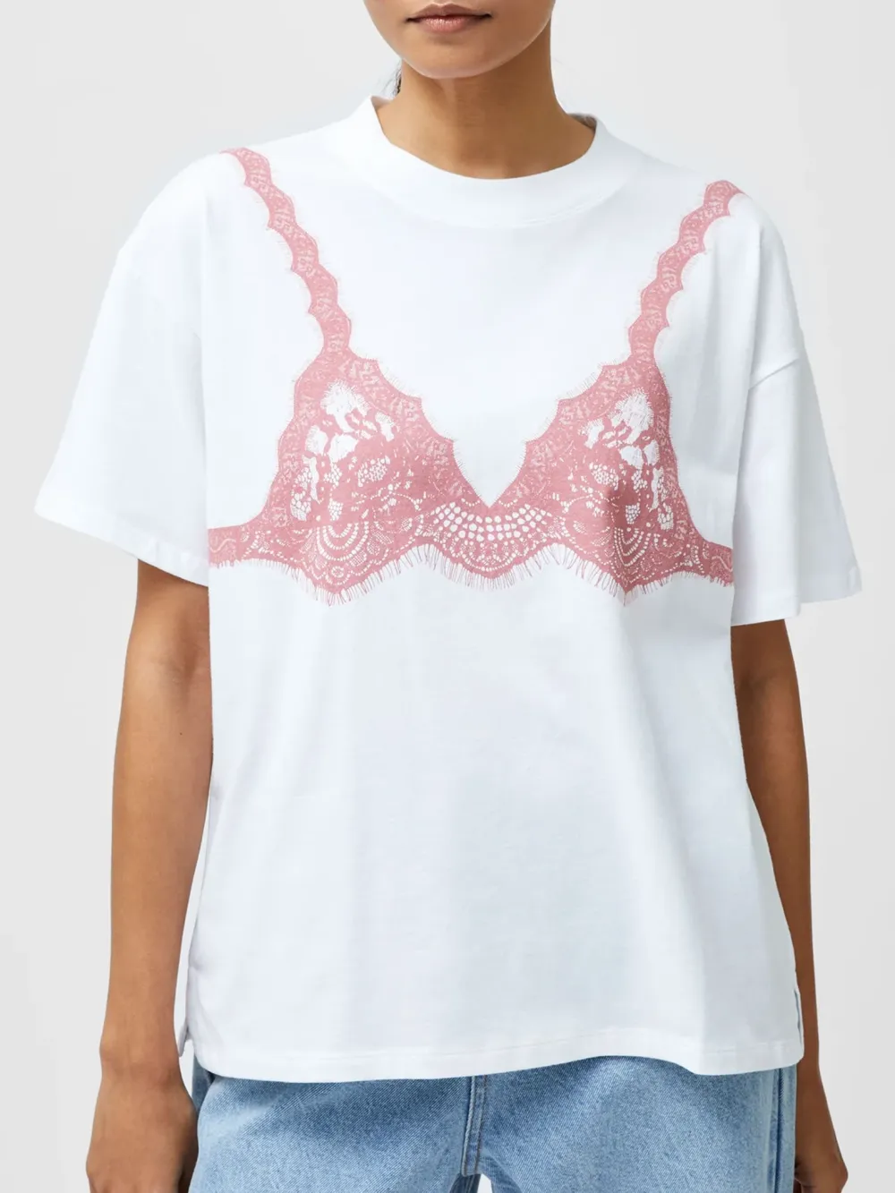 Sexy Lace Pattern Round Neck Short Sleeves