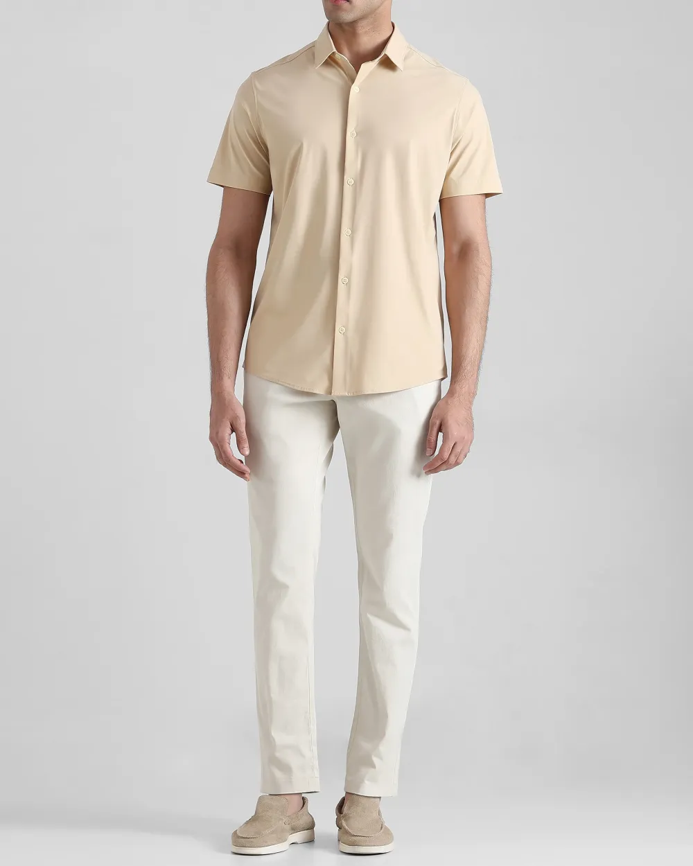 Leisure Simple Slim-Fit Breathable Beige Shirt