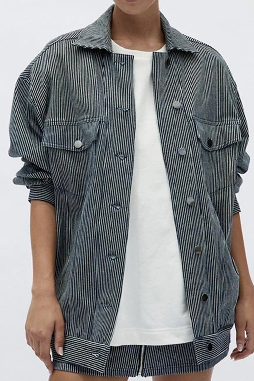 Navy Classic Loose Daily Pocket Jacket