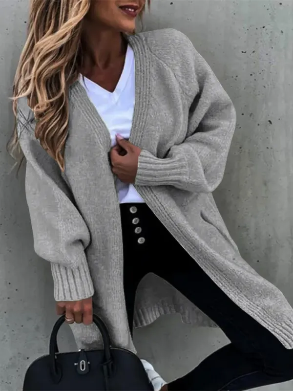 Women Long Sleeve Cardigan Soild Knit Sweaters Coats