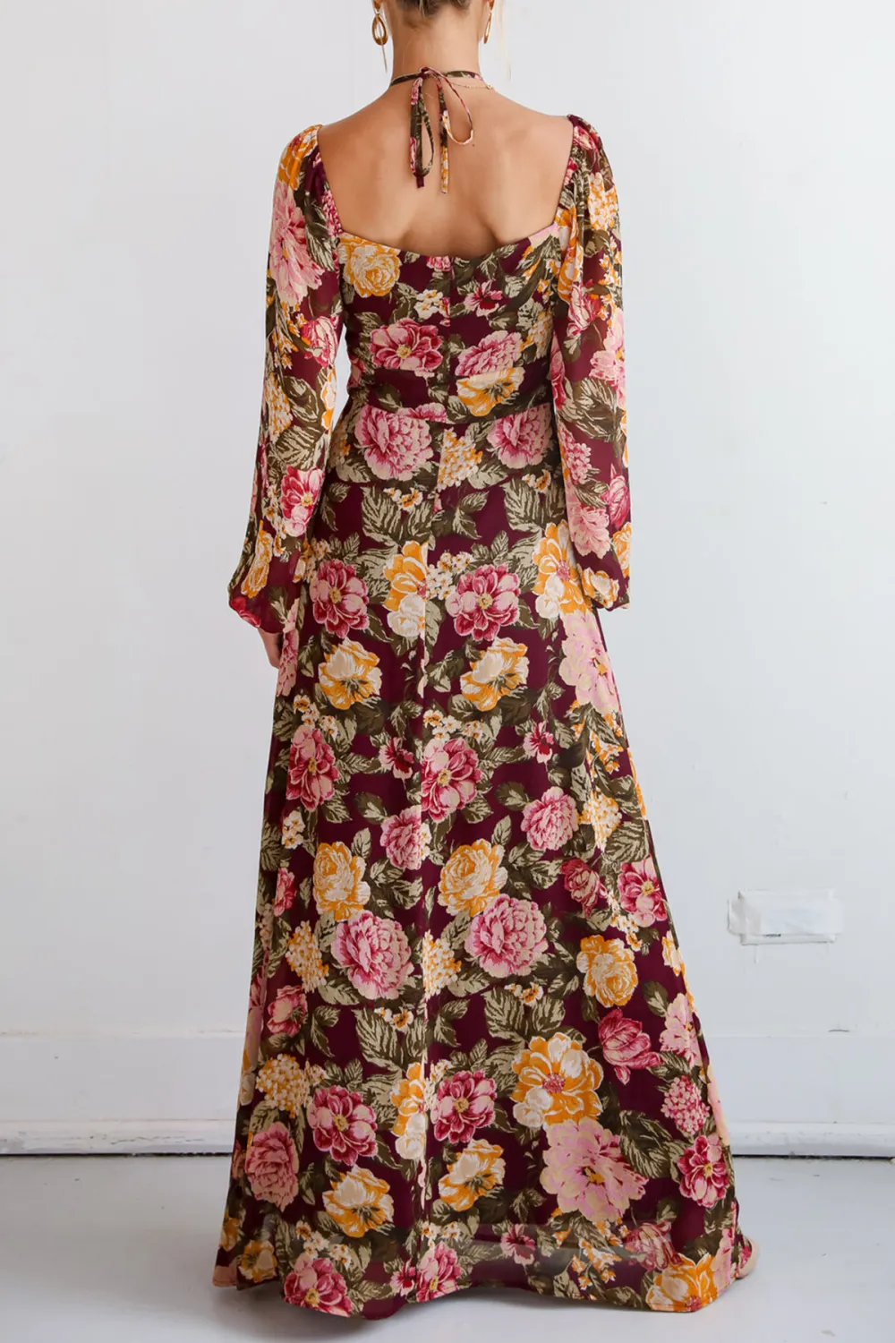 Breathtaking View Plum Floral Maxi Dress