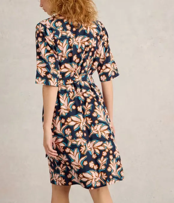 Shift Dress In Navy Print