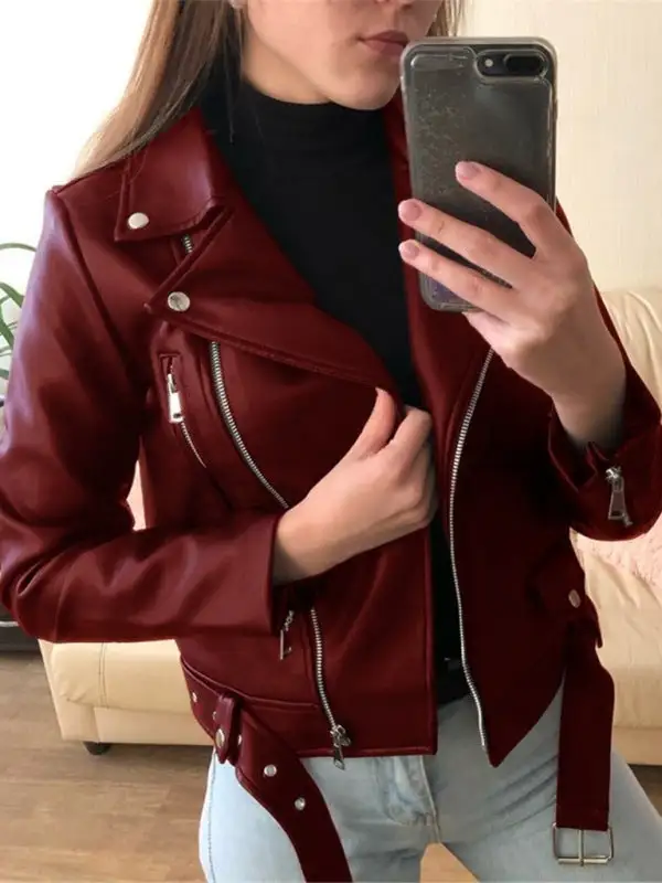 Slim Fit Motorcycle PU leather Jacket