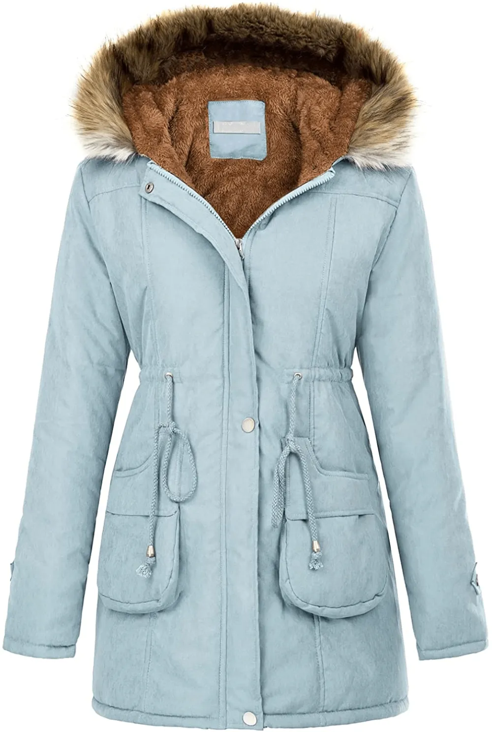 Women's Winter Coats Fleece Parkas Anoraks Hooded Military Jacket Coats M Black