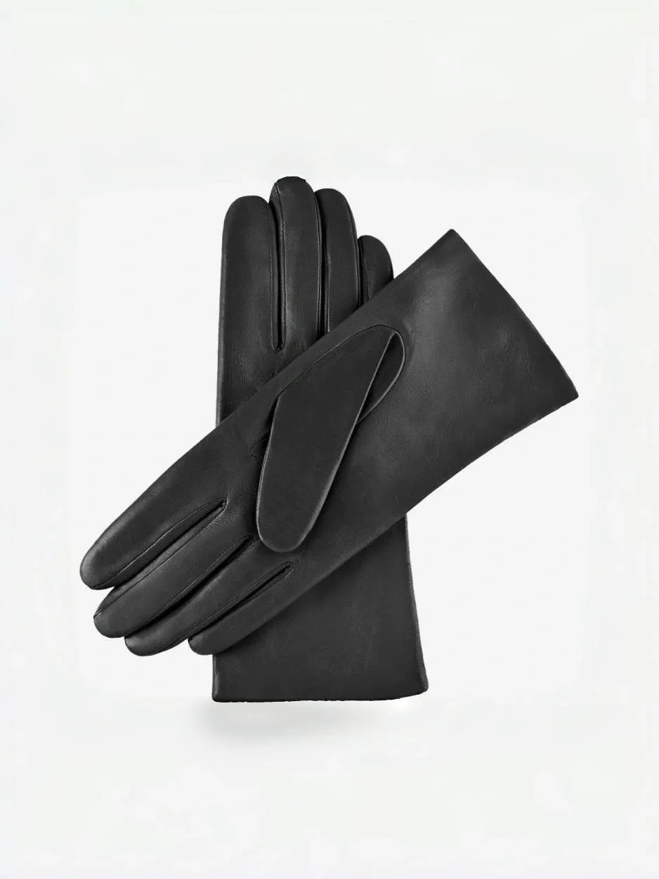 Pure Black  Cashmere Lined Lambskin Gloves