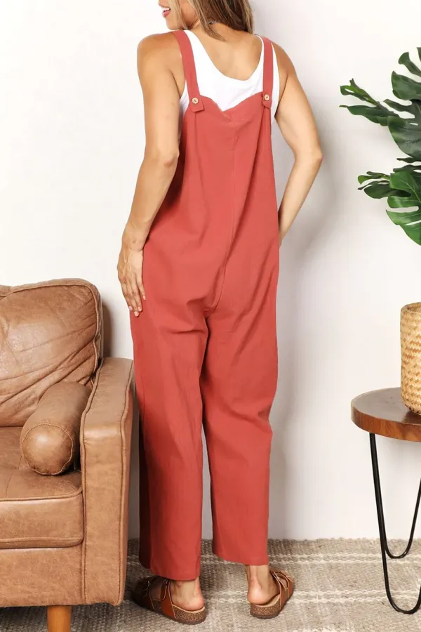 Red Orange Loose Soft Breathable Jumpsuit