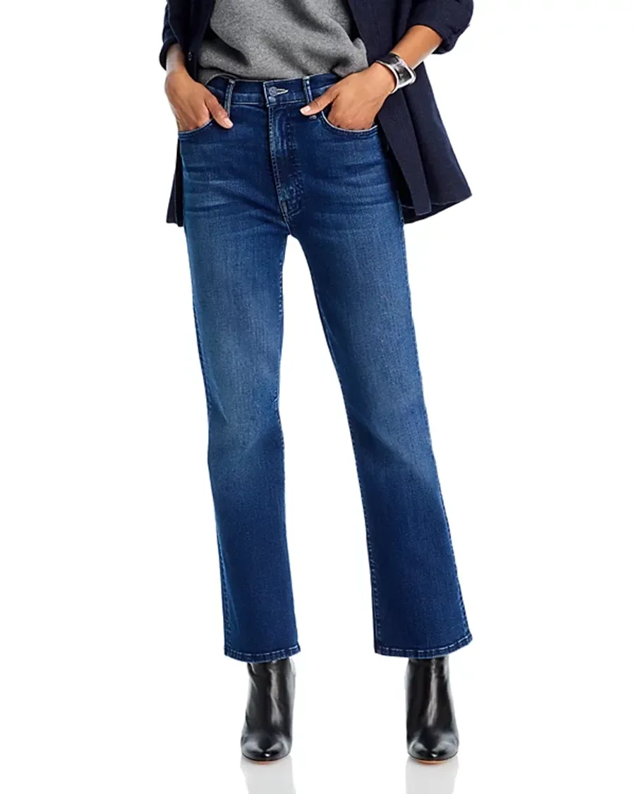 Belt Loops High Rise Flare Leg Ankle Jeans