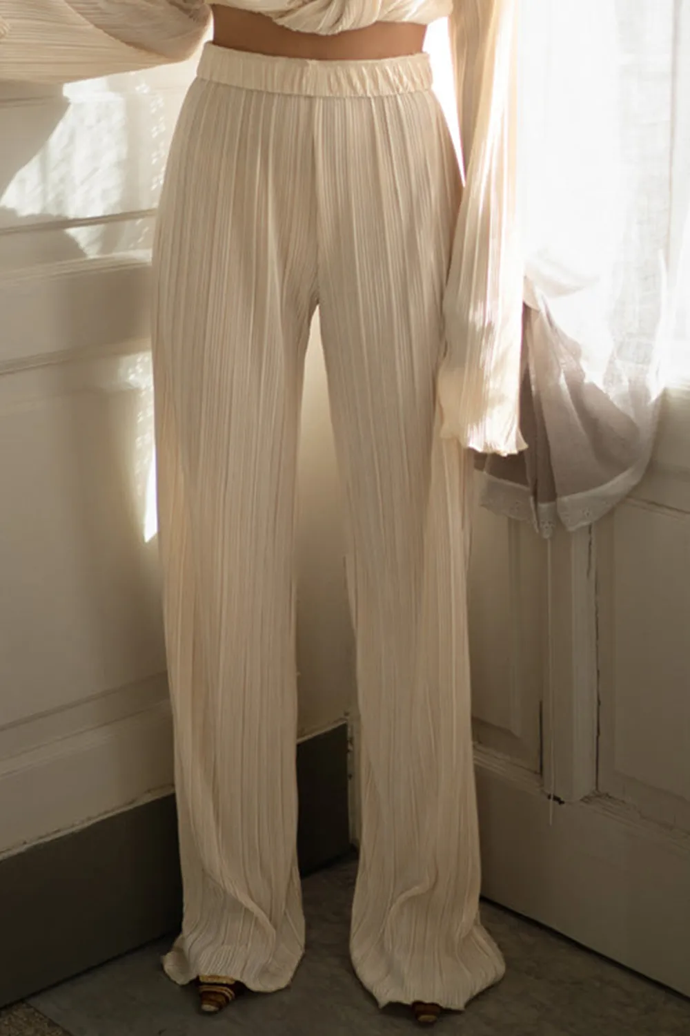 Champagne Pintuck Trousers