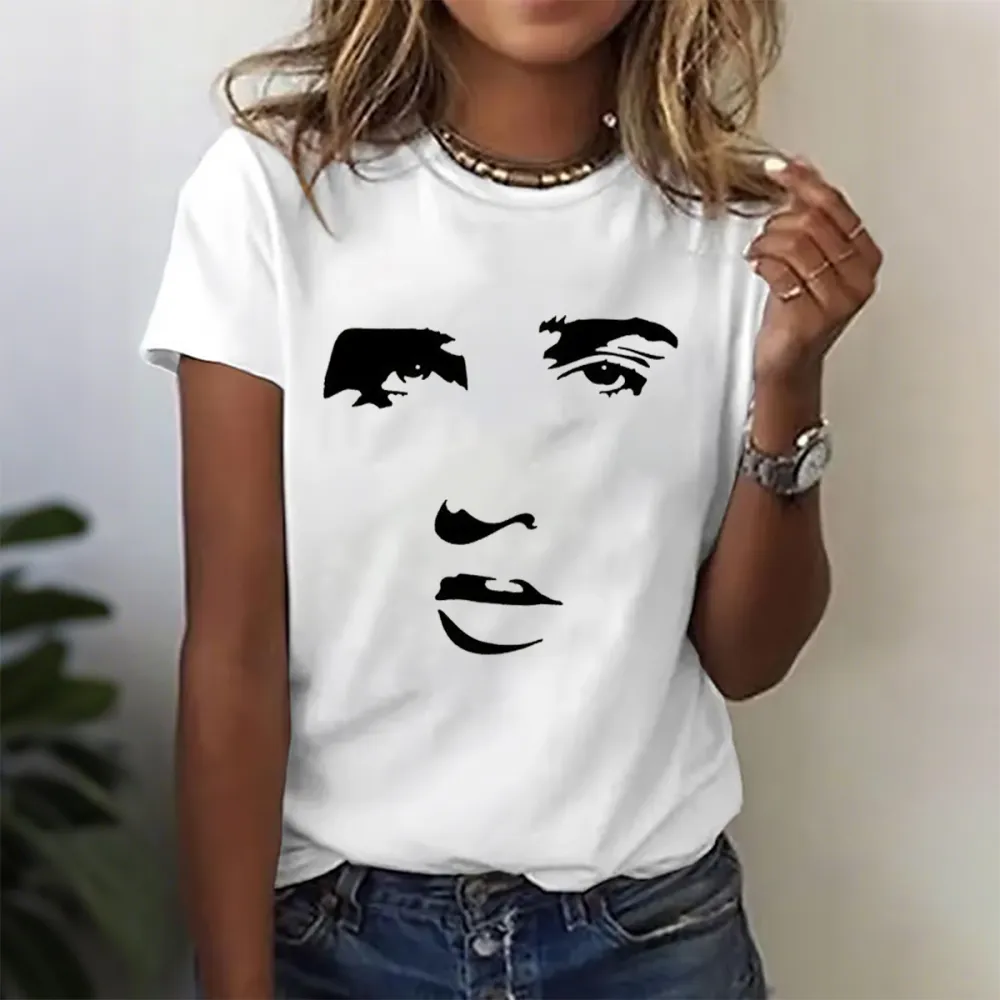 Women's Character Part Print Short Sleeve Round Neck Cotton T-Shirt