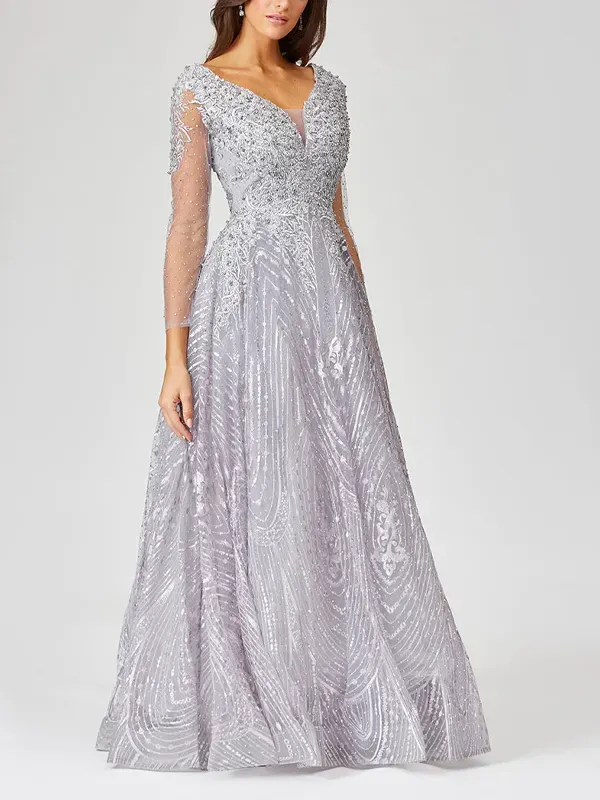 V-neck Lace Maxi Dress