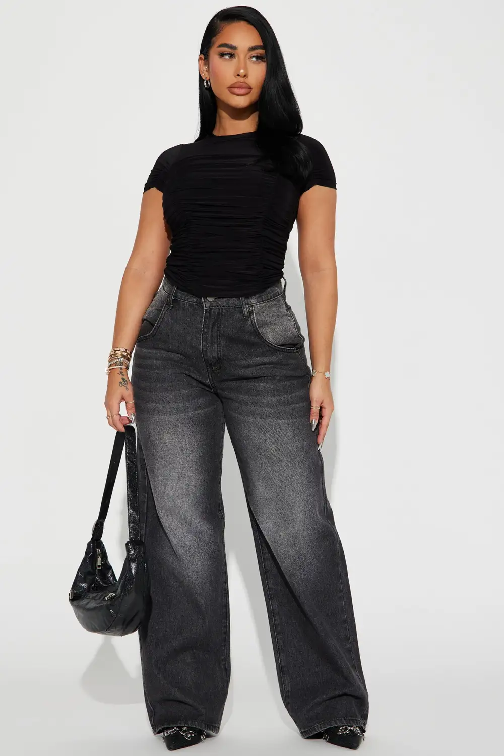 If Anything I'm Everything Ruched Top - Black