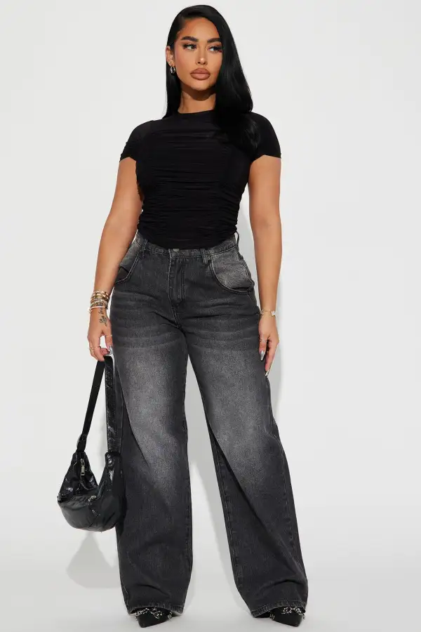 If Anything I'm Everything Ruched Top - Black