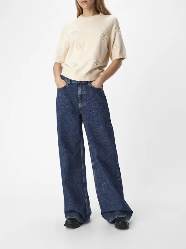 Cream Crew Neck Long Sleeve Sweaters