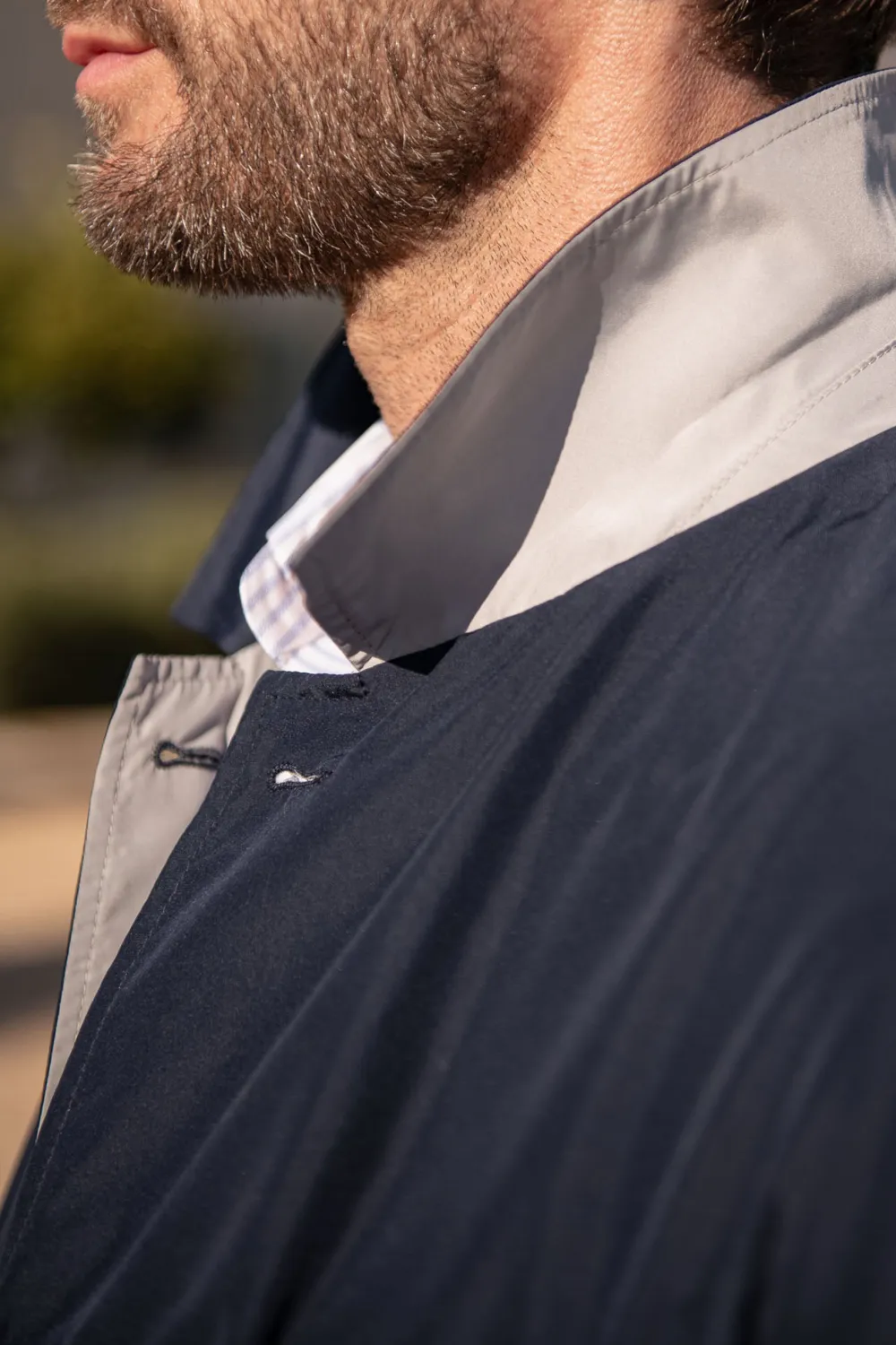 Blue And Grey Reversible Raincoa