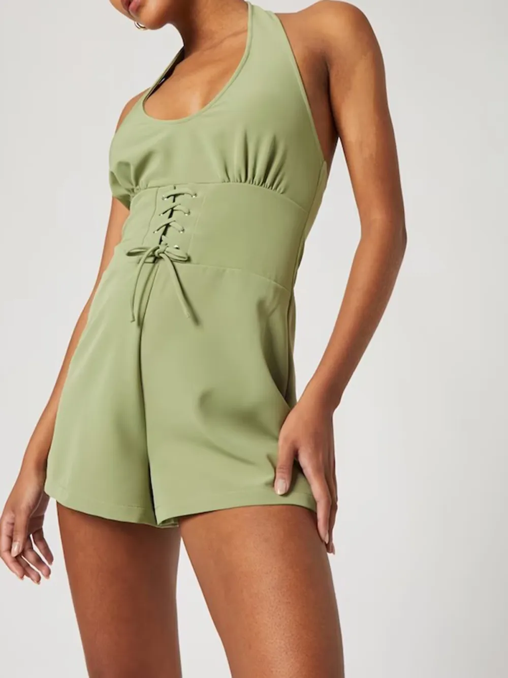 Apple Green Casual Style Short Jumpsuit