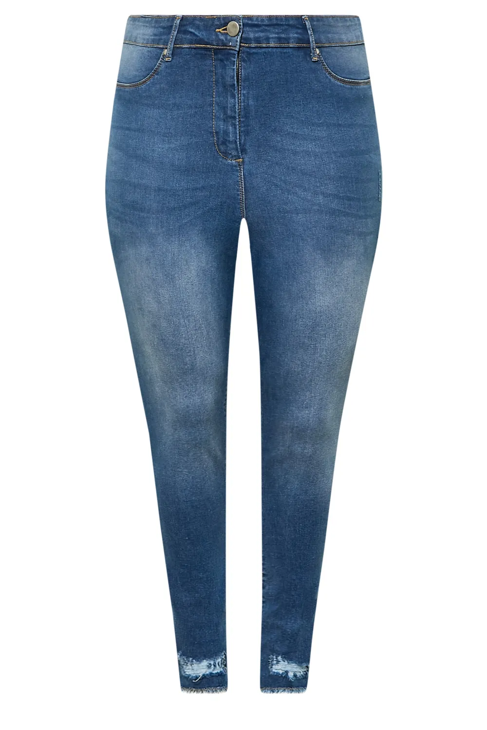 YOURS Curve Blue Distressed AVA Lift and Shape Stretch Skinny Jeans
