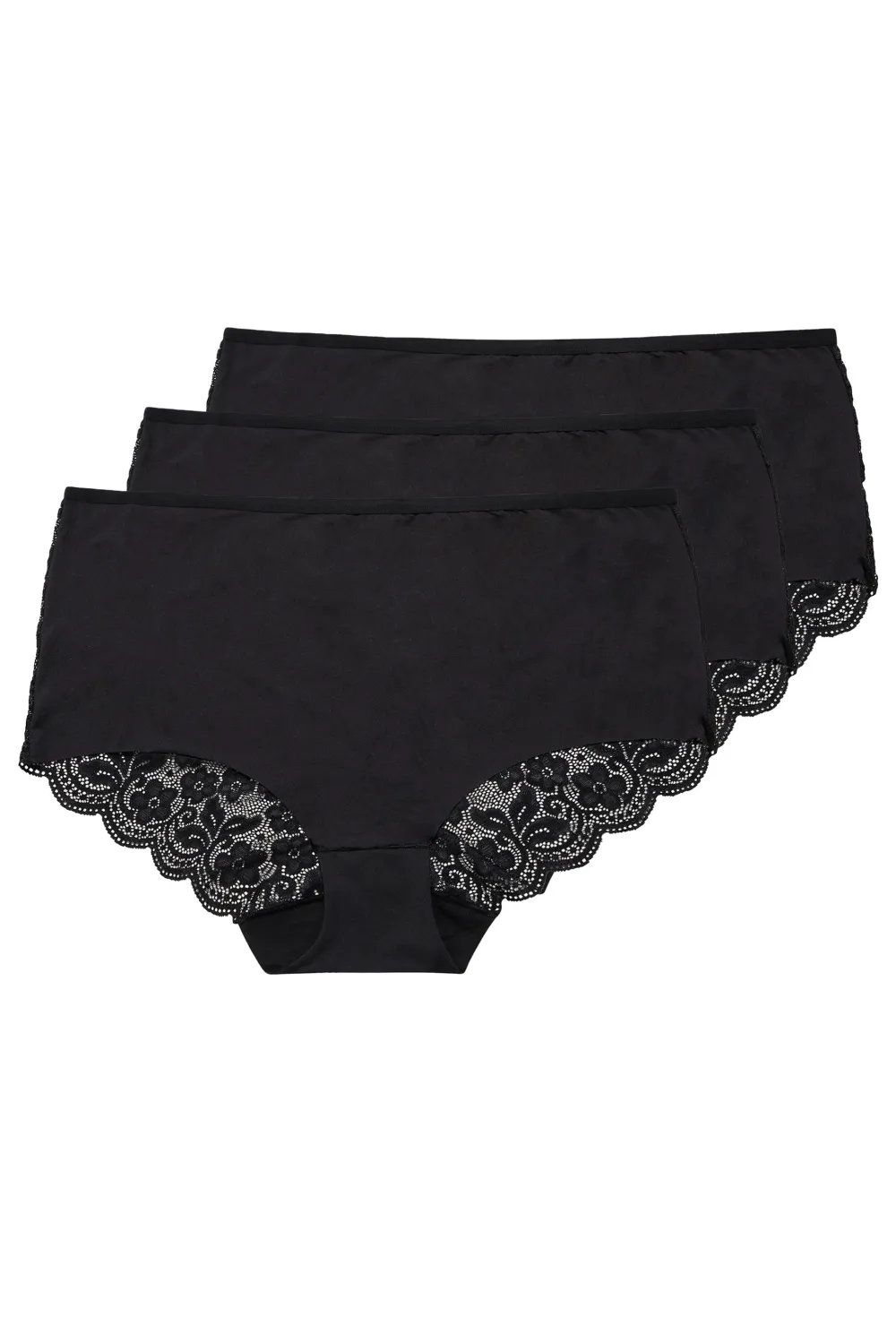 YOURS 5 PACK Curve Black Cotton High Waisted Full Briefs