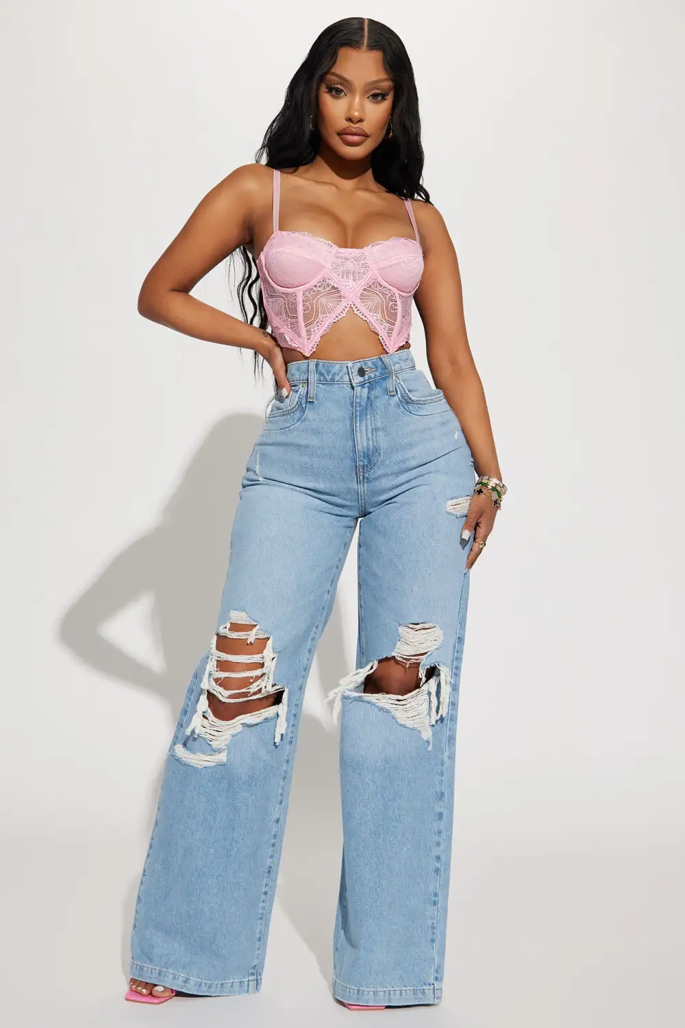 Pop A Bottle Lace Corset Top - Pink