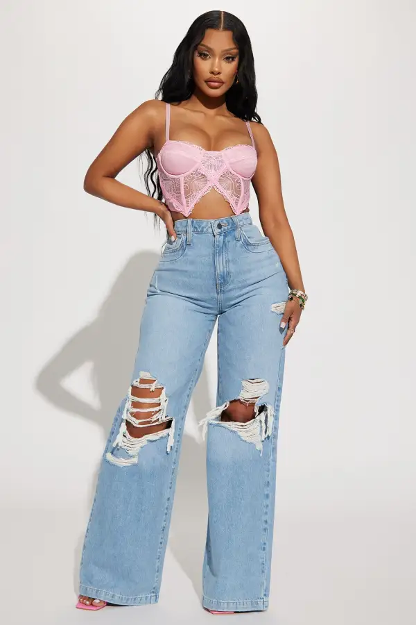 Pop A Bottle Lace Corset Top - Pink