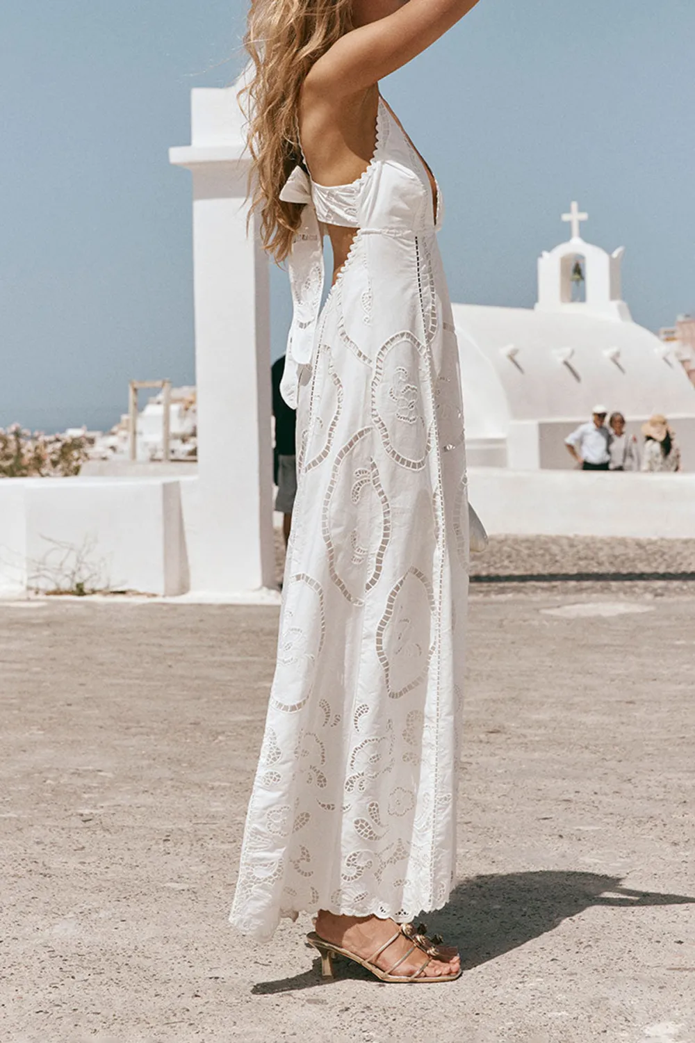 Embroidered V Neck Maxi Dress