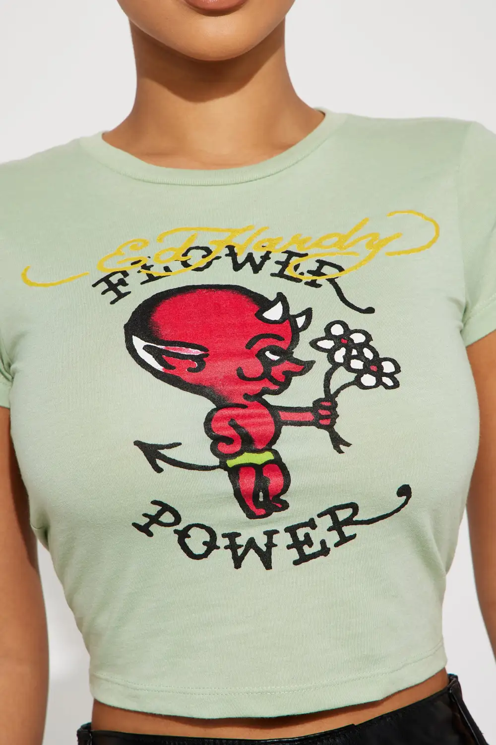 Ed Hardy Baby Devil Fitted Tee - Sage