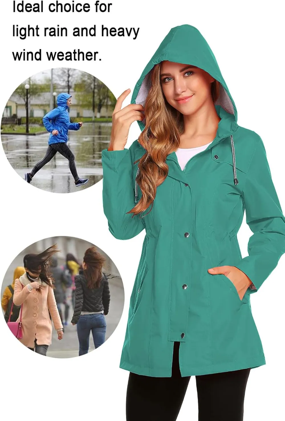 Womens Lightweight Hooded Waterproof Active Outdoor Rain Jacket S-XXL