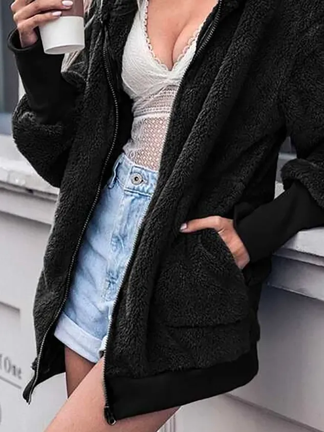 Casual Loose Hoodie Teddy Jacket