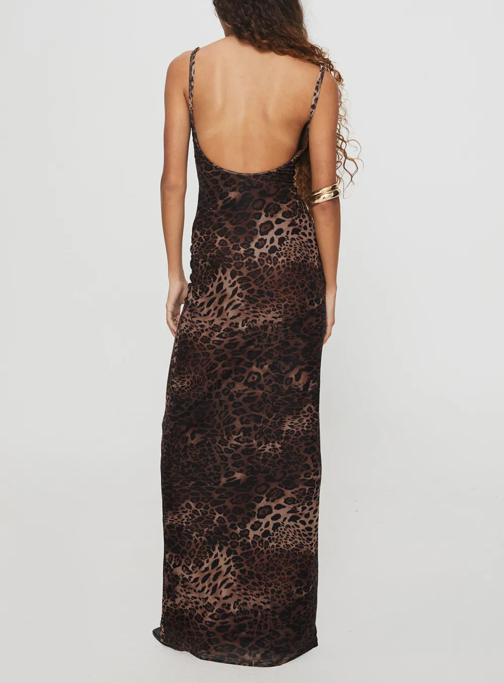 Leopard Print Spaghetti Strap Maxi Dress