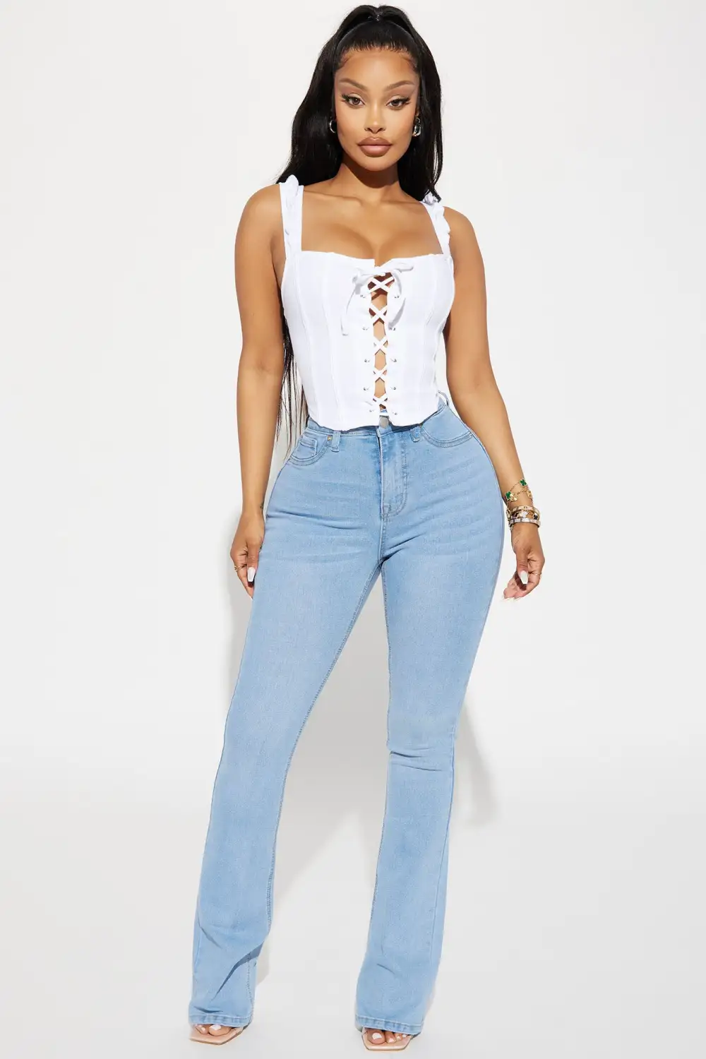 Pour Me Champagne Corset Top - White