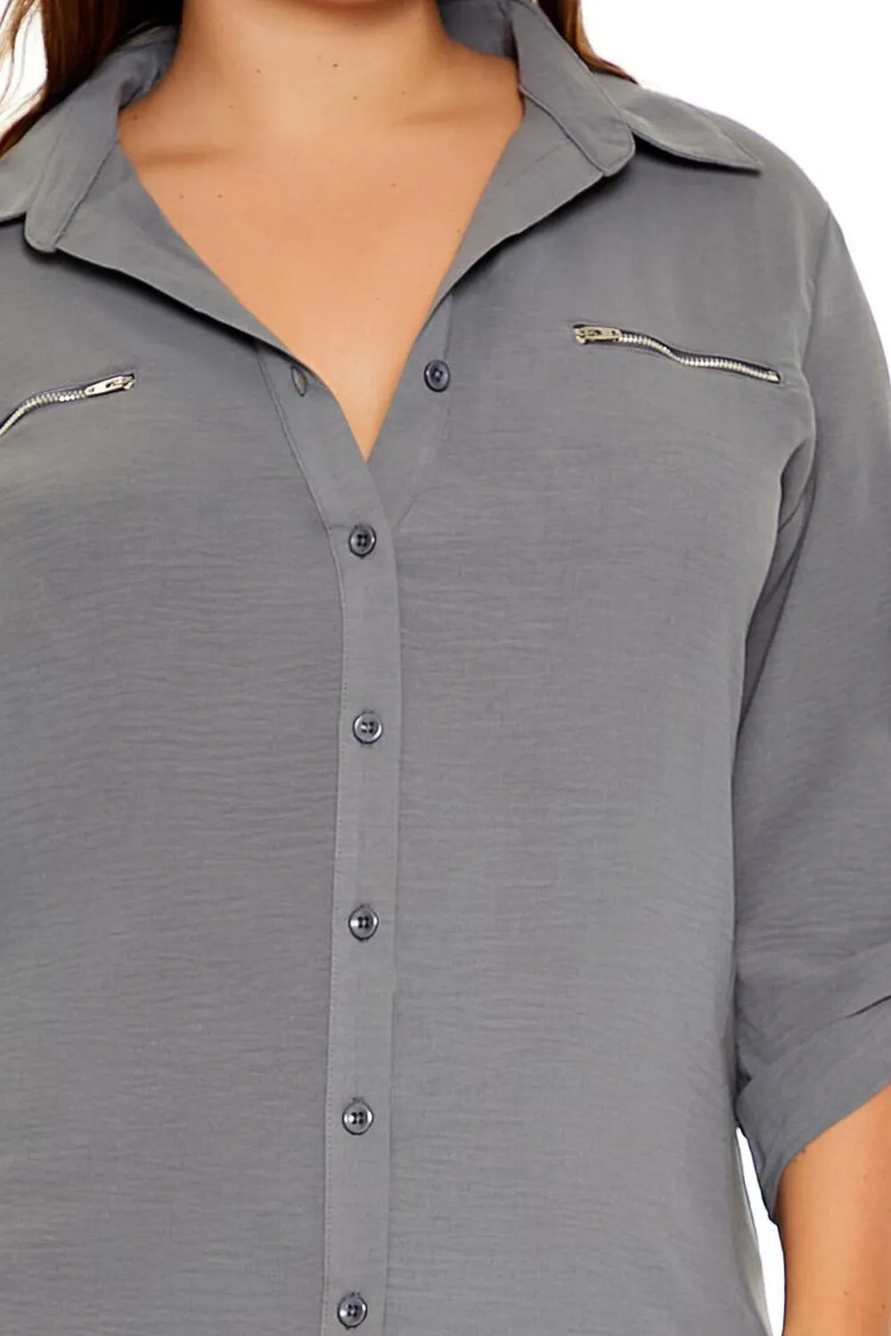 Plus Size Roll-Tab Sleeve Shirt