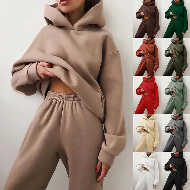 Women's Tracksuit Sweatsuit 2 Piece Street Winter Long Sleeve Fleece Thermal