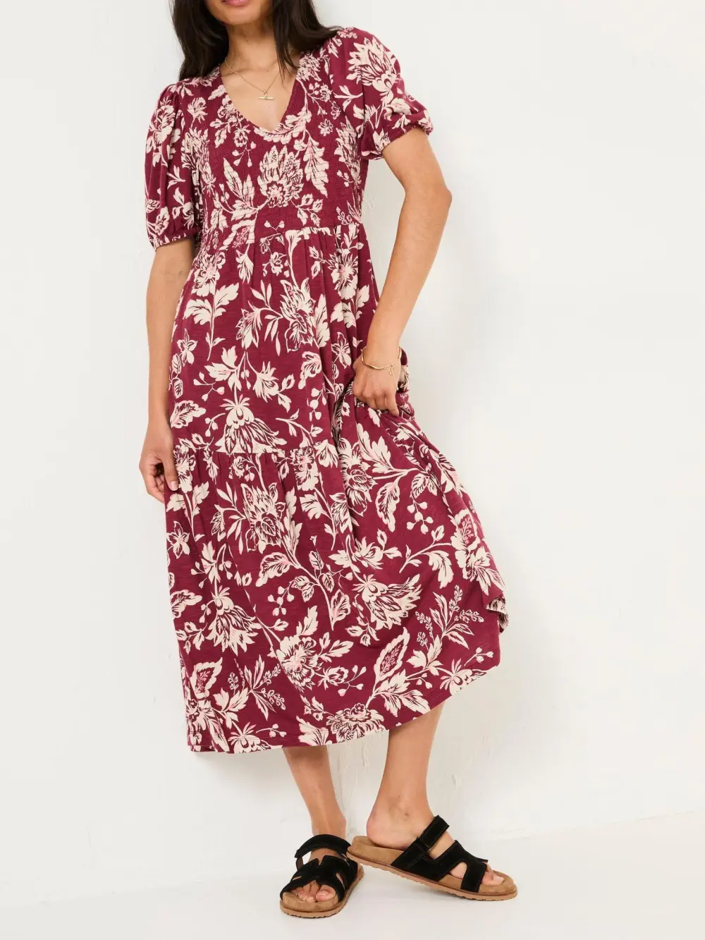 Burgundy Red Danielle Midi Dress