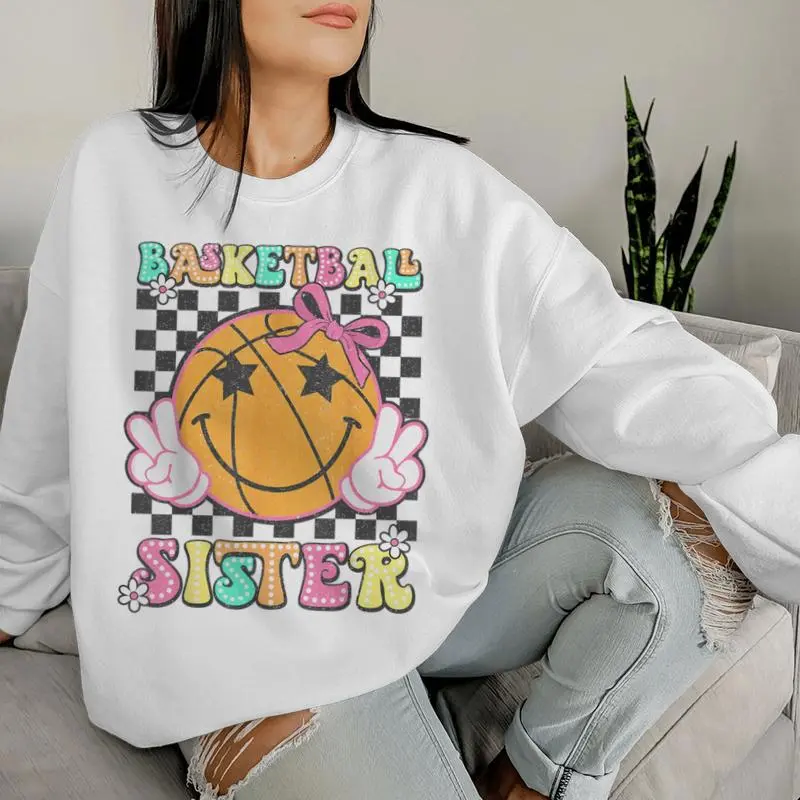 Basketball Sister Coquette Bow Basketball Lovers Girls Women Sweatshirt