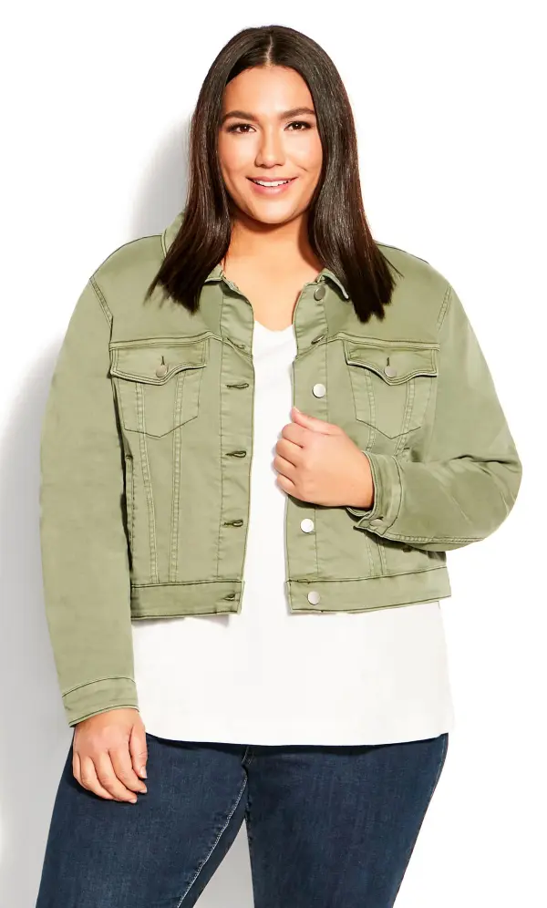 Evans Khaki Green Denim Jacket