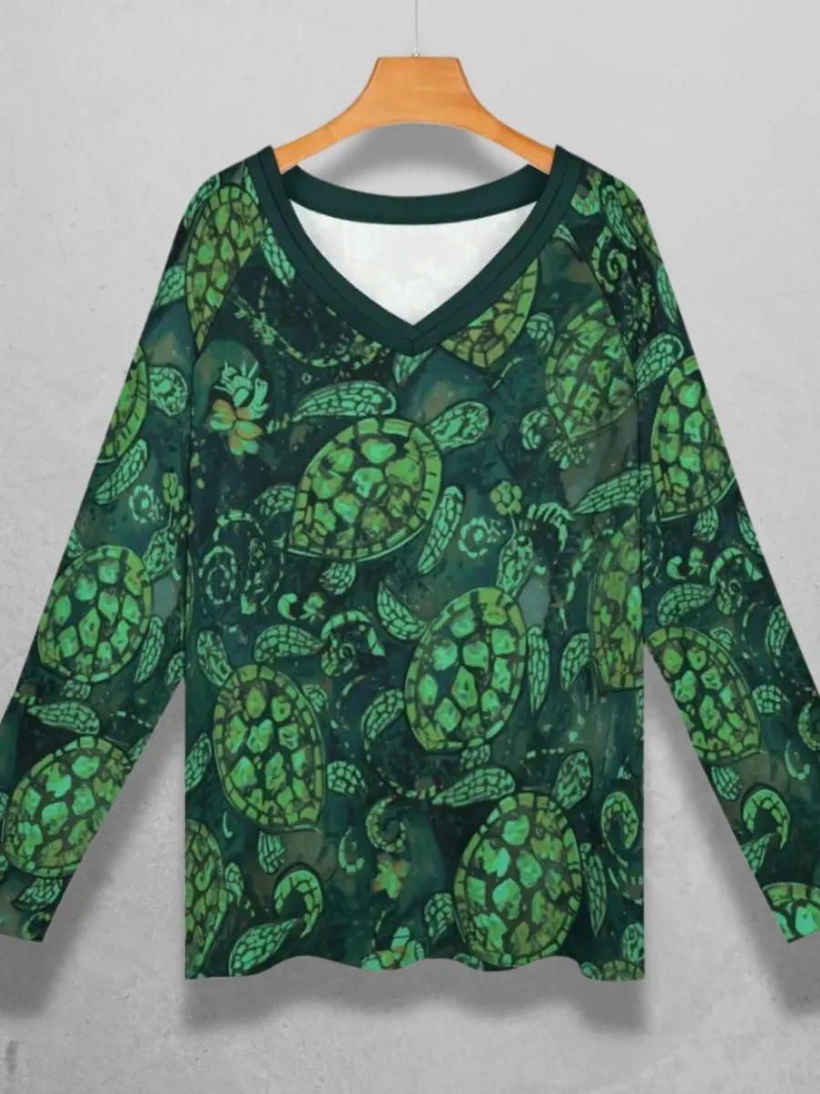 Marine Turtle Print Top