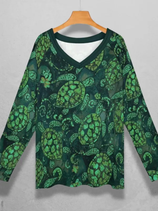 Marine Turtle Print Top
