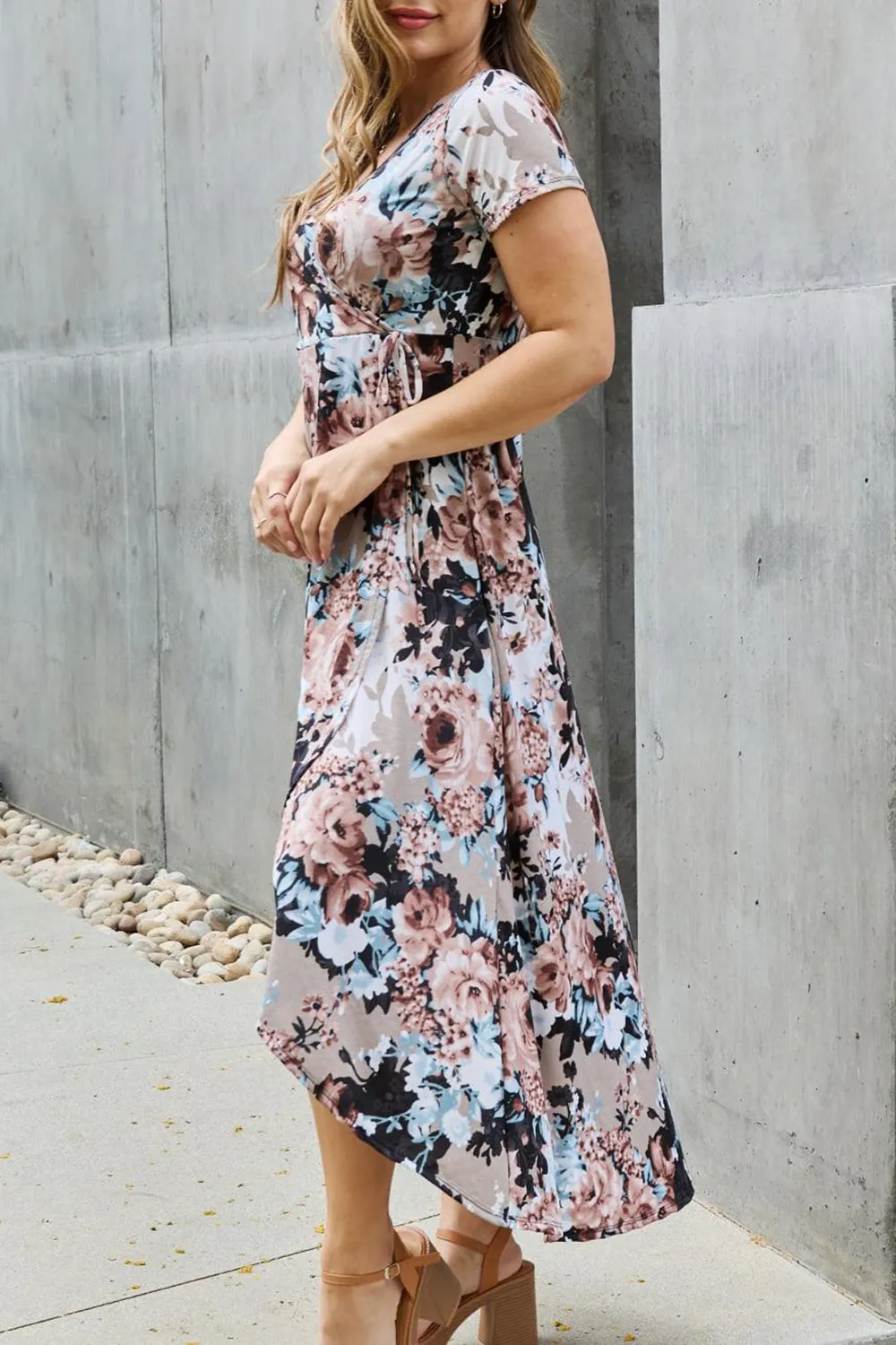 Mature All-Match Floral V-Neck Dress